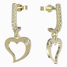 BeKid dívčí náušnice srdíčko 1269 Žluté zlato - 585 Bílý kubický zirkon