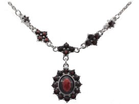 BG náhrdelník vsazeny kameny:český granát  234 Stříbro 925 - rhodium Granát