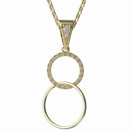 BG zlatý přívěšek kruh  1163 Žluté zlato - 585 Růžový kubický zirkon