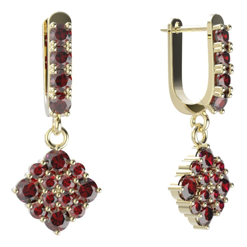 BG  náušnice 317 Žluté zlato - 585 Granát