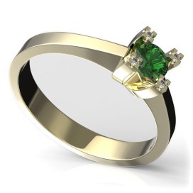 BG zlatý prstýnek 763 Žluté zlato - 585 Zelený kubický zirkon