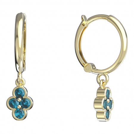 BeKid, Gold kids earrings -295 - Switching on: Circles 12 mm, Metal: Yellow gold 585, Stone: Light blue cubic zircon