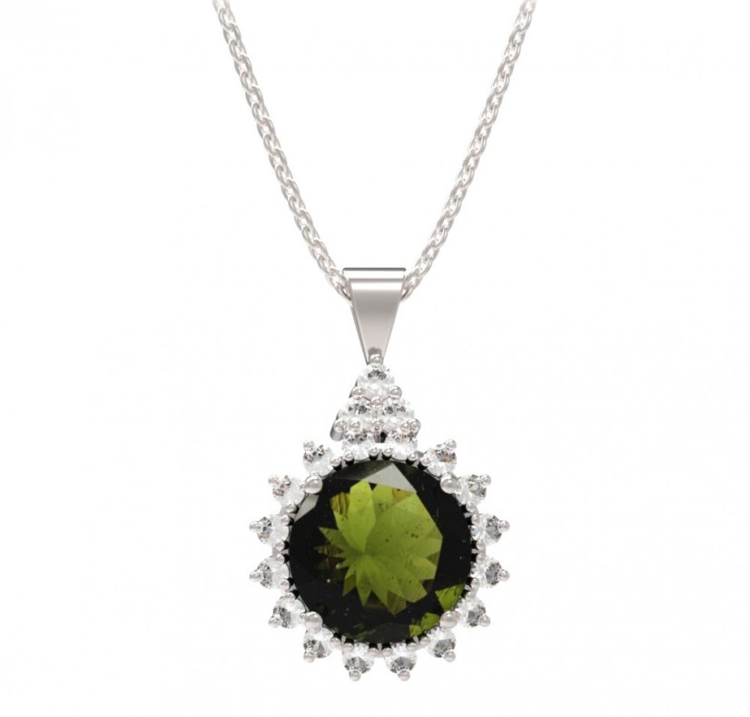 BG přívěs kruhováho tvaru 512-87 Stříbro 925 - rhodium Vltavín a  kubický zirkon