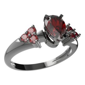 BG prsten s kapkovitým kamenem 495-U Stříbro 925 - ruthenium (30-90dní) Granát
