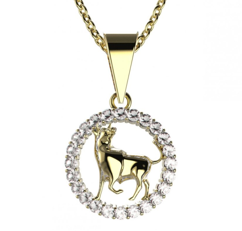 BG zlatý diamantový přívěšek Býk 052 Žluté zlato - 585 Diamant lab-grown