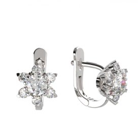 BG zlaté diamantové náušnice hvězdička 978 Bílé zlato - 585 Diamant lab-grown