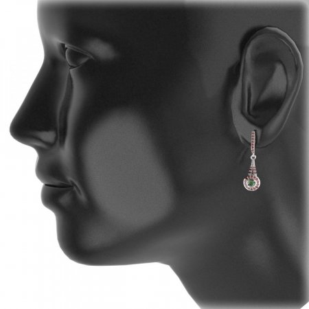 BG earring circular 541-87 - Metal: Silver 925 - rhodium, Stone: Garnet