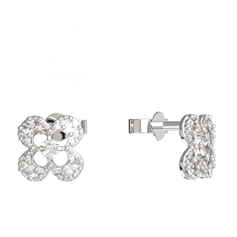 BeKid dětské náušnice čtyřlístek 830 Bílé zlato - 585 Diamant