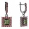 BG square earring 099-84 - Metal: Silver 925 - rhodium, Stone: Moldavit and garnet