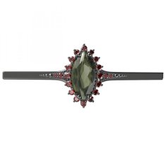 BG brož 513K Stříbro 925 - ruthenium (30-90dní) Vltavín a granát