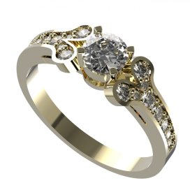 BG zlatý prsten s diamanty 639 Žluté zlato - 585 Diamant lab-grown
