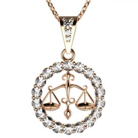 Zlatý přívěsek znamení Váhy s lab-grown diamantem, růžové zlato 585 – 044 (Zd14044J2)