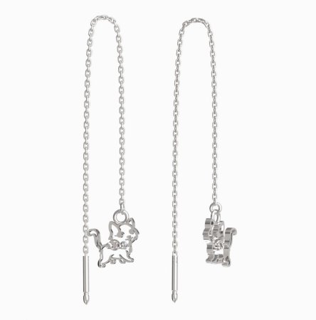 BeKid, Gold kids earrings -1184 - Switching on: Chain 9 cm, Metal: White gold -585, Stone: White cubic zircon