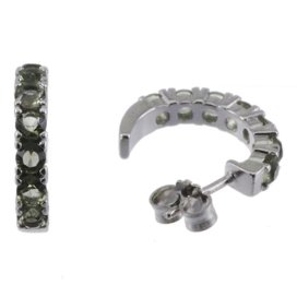 BG náušnice přírodní broušený granát   747 Stříbro 925 - rhodium Vltavín
