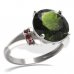 BG prsten kulatý kámen 475-K - Kov: Stříbro 925 - rhodium, Kámen: Vltavín a granát