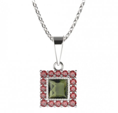 BG pendant square 099-0 - Metal: Silver 925 - rhodium, Stone: Garnet
