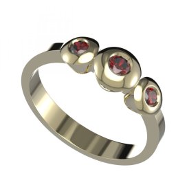 BG prsten přírodní broušený granát   739 Žluté zlato - 585 Granát