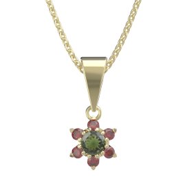 BG přívěšek 978 Stříbro 925 - pozlacené Vltavín a granát