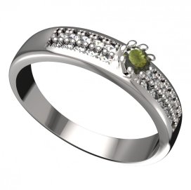 BG vltavínový prsten 554F Bílé zlato - 585 Vltavín a diamant