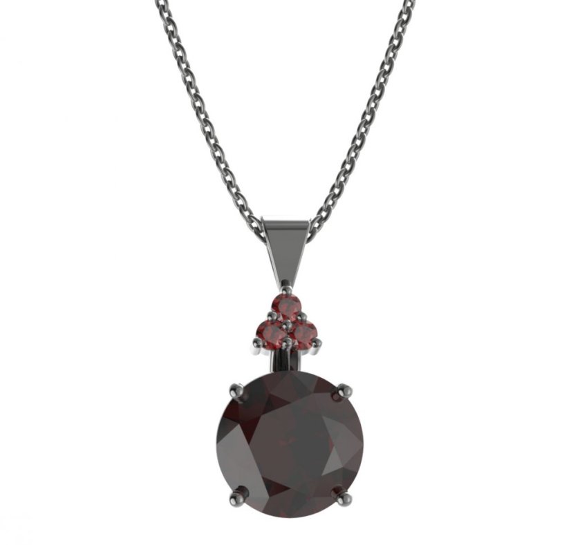BG přívěs kruhového tvaru 475-87 Stříbro 925 - ruthenium (30-90dní) Granát