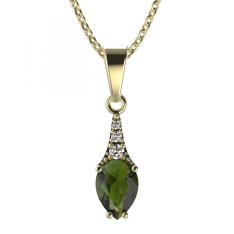 BG přívěs vsazen vltavín  637 Žluté zlato - 585 Vltavín a diamant