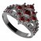 BG prsten čtvercový 105-Y - Kov: Stříbro 925 - rhodium, Kámen: Vltavín a granát