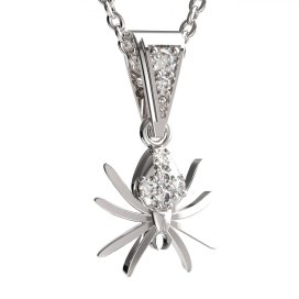 BG zlatý přívěšek - Pavouk 807 Bílé zlato - 585 Bílý kubický zirkon