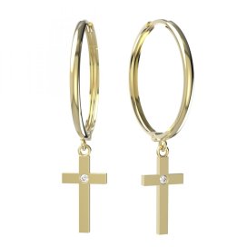 BG zlaté  náušnice křížek 1103 Žluté zlato - 585 Diamant