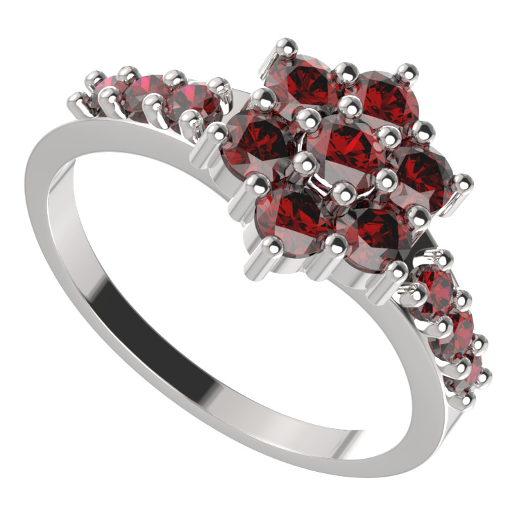 BG prstýnek 002 Stříbro 925 - rhodium Granát