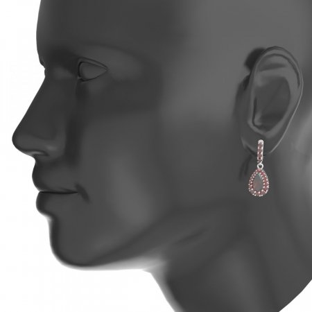 BG circular earring 633-96 - Metal: Silver - gold plated 925, Stone: Garnet
