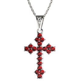 Zlatý přívěsek křížek s červeným zirkonem, bílé zlato 585 – 263 (ZI442631)