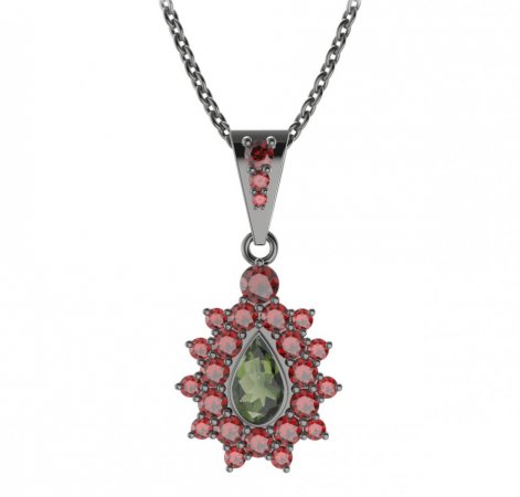 BG pendant drop stone 147-2 - Metal: Silver 925 - rhodium, Stone: Garnet