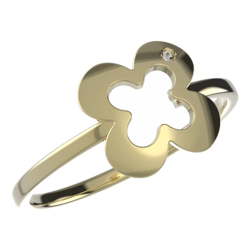 BeKid dětský prsten  čtyřlístek 849 Žluté zlato - 585 Diamant