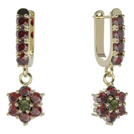 BG  náušnice 002 Žluté zlato - 585 Vltavín a granát