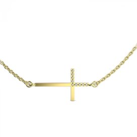 BeKid dětský přívěšek křížek 1166 s řetízkem Žluté zlato - 585 Diamant