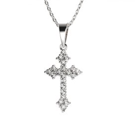 BG zlatý diamantový přívěšek křížek 255 Bílé zlato - 585 Diamant lab-grown