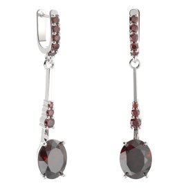 BG náušnice s centrálním oválným kamenem 479-B93 Stříbro 925 - rhodium Granát