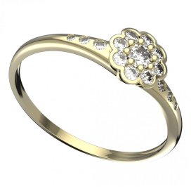BG zlatý prstýnek 552 K Žluté zlato - 585 Diamant