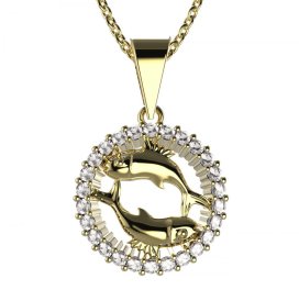 BeKid dětský zlatý přívěsek 045 ryby Žluté zlato - 585 Diamant