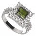 BG prsten 099-X čtvercového tvaru - Kov: Stříbro 925 - rhodium, Kámen: Vltavín a granát