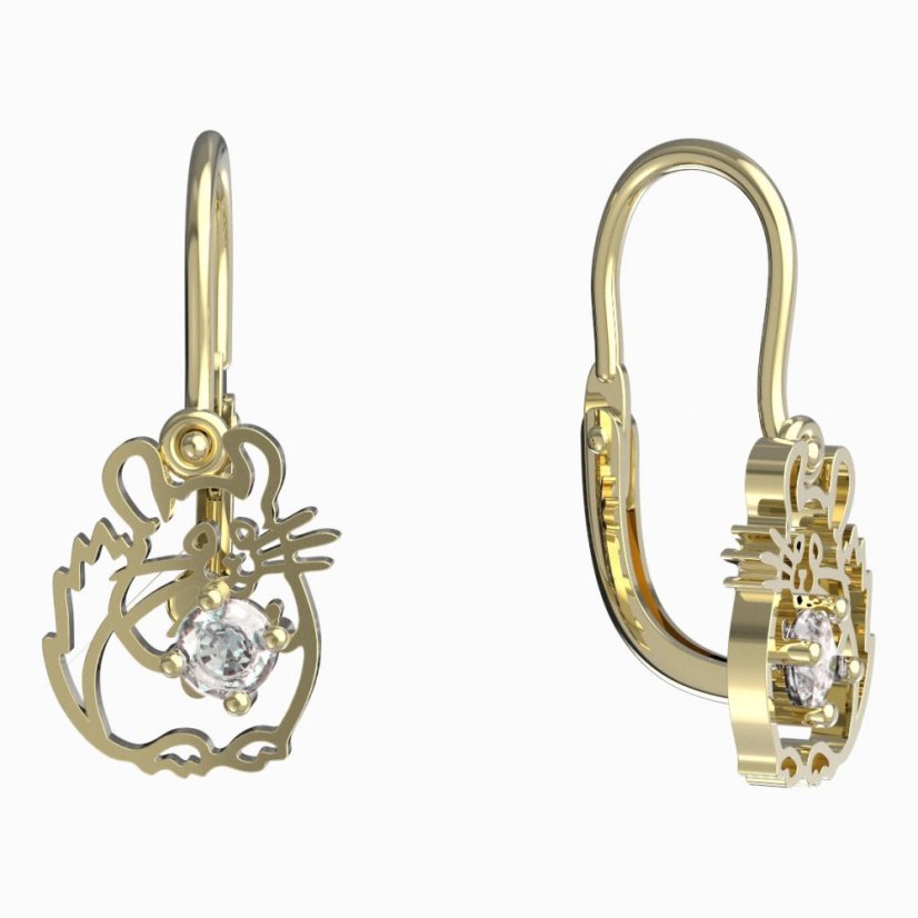 BeKid dětské náušnice činčila 1192 Žluté zlato - 585 Diamant