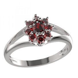 BG prsten s oválným kamenem 627-V Stříbro 925 - rhodium Granát