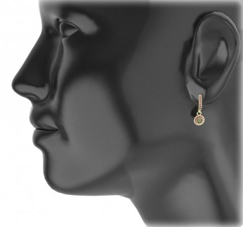 BG circular earring 452-96 - Metal: Silver - gold plated 925, Stone: Moldavit and garnet