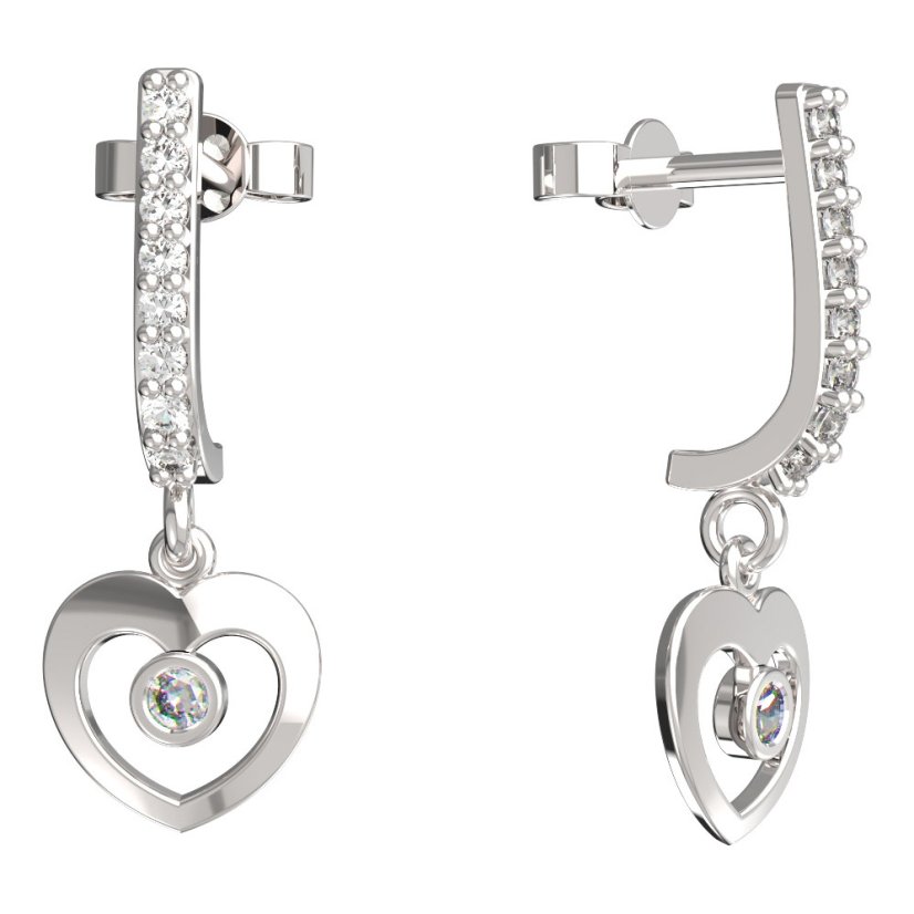 BeKid dětské náušnice srdíčko 848 Bílé zlato - 585 Diamant