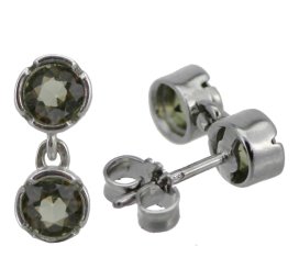 BG náušnice osázené kameny:granát  748 Bílé zlato - 585 Vltavín