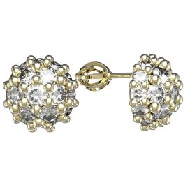 BG zlaté náušnice 992 Bílé zlato - 585 Zelený kubický zirkon