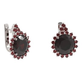 BG náušnice kruhováho tvaru 512-87 Stříbro 925 - rhodium Granát