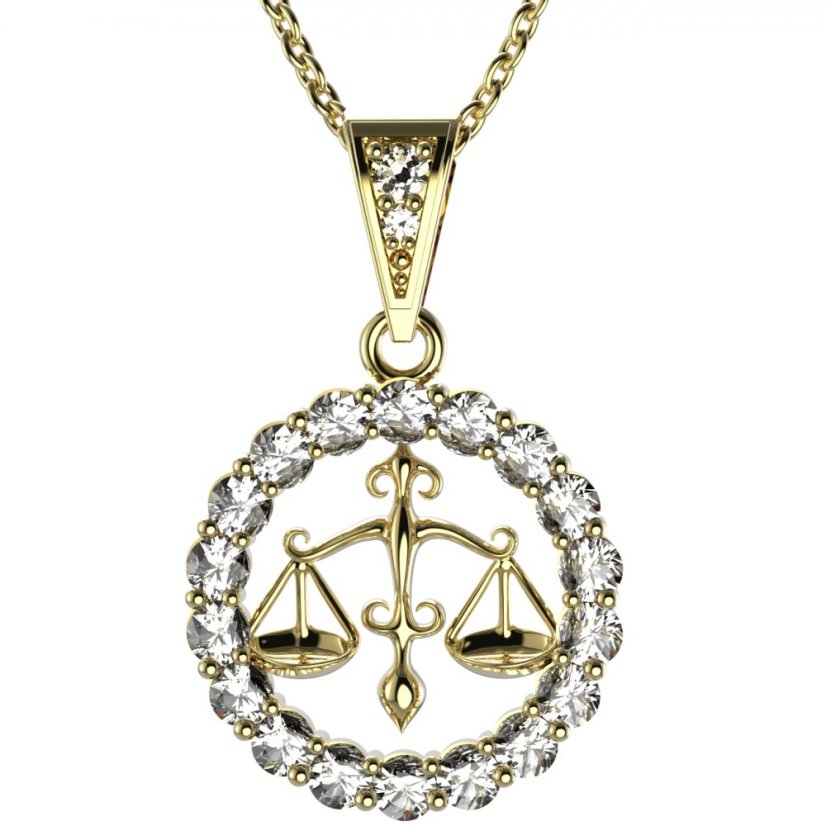 BG zlatý přívěšek Váhy 044 Žluté zlato - 585 Diamant