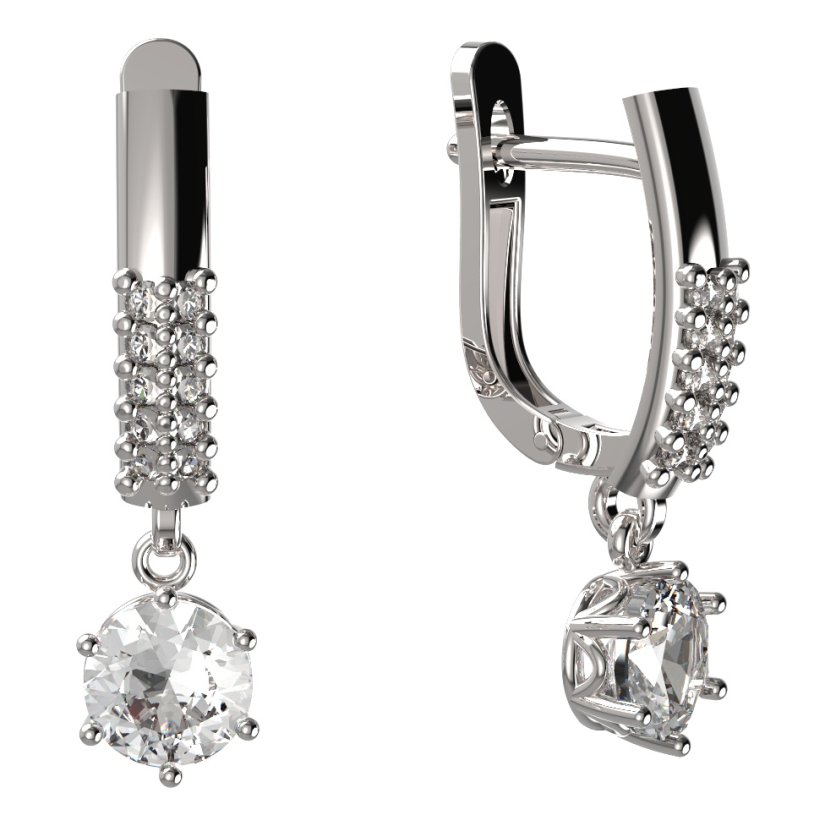 BG zlaté náušnice 1295 Bílé zlato - 585 Diamant