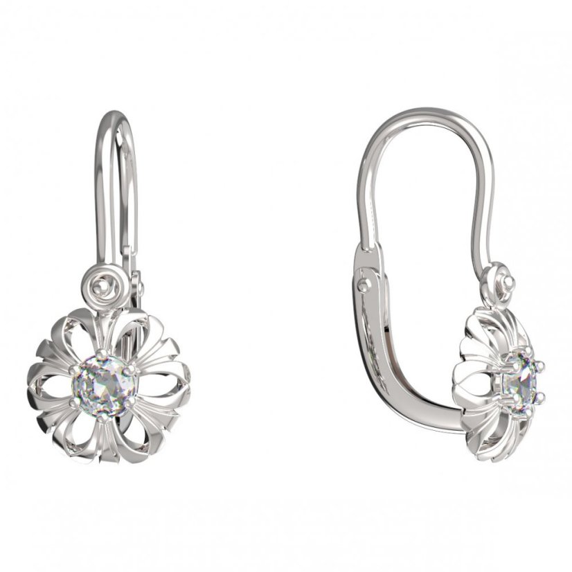 BeKid dětské náušnice kvítek 607 Bílé zlato - 585 Diamant